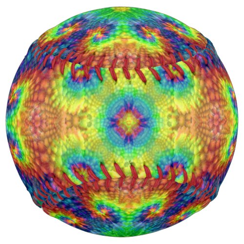 Tie Dye Sky Vintage Fractal Kaleidoscope Softball