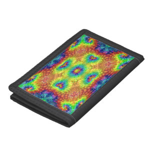 Tie Dye Sky Vintage Fractal Kaleidoscope Tri-fold Wallet