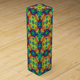 Tie Dye Sky Vintage Fractal Kaleidoscope Wine Box