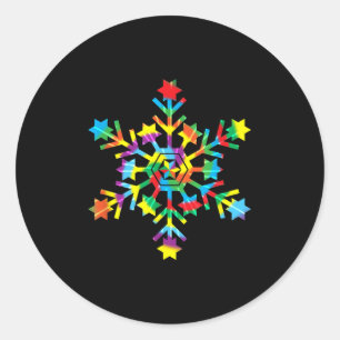 Tie Dye Snowflake Retro Hipe Christmas Holiday Xma Classic Round Sticker