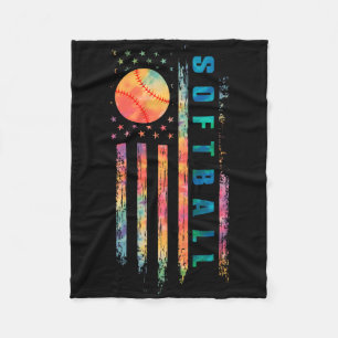 Tie Dye Softball Teen Girls Softball Player Usa Fl Fleece Blanket