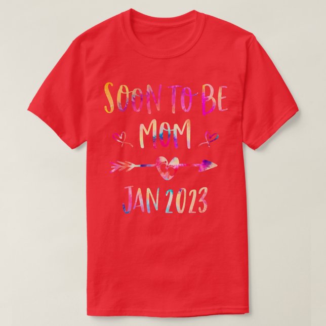 Tie Dye Soon To Be Mom Est January 2023 Pregnancy  T-Shirt (Design Front)