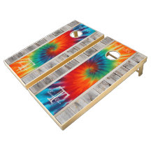 Tie Dye Spiral and Rustic Wood Monogram Stripe