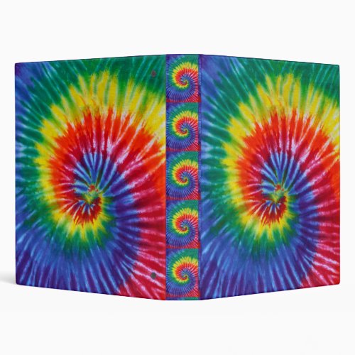 Tie_Dye Spiral Swirl _ Rainbow 3 Ring Binder