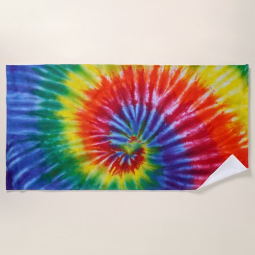 Tie_Dye Spiral Swirl _ Rainbow Beach Towel