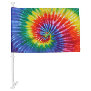 Tie-Dye Spiral Swirl - Rainbow Car Flag
