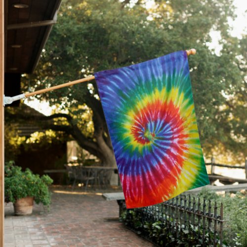 Tie_Dye Spiral Swirl _ Rainbow House Flag