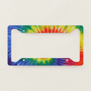 Tie-Dye Spiral Swirl - Rainbow License Plate Frame