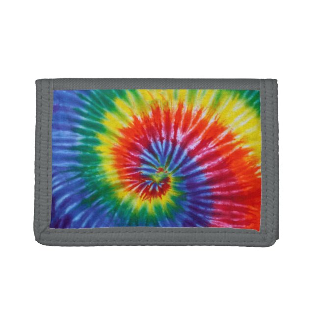Tie-Dye Spiral Swirl - Rainbow Trifold Wallet (Front)
