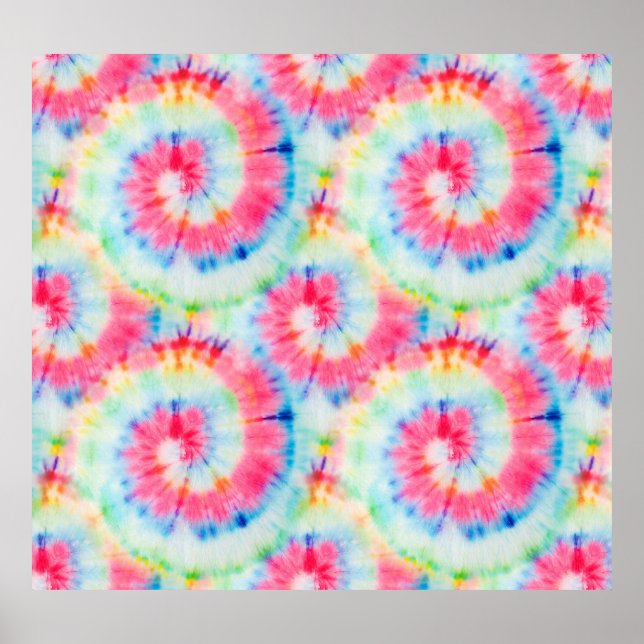 Tie Dye Spiral, watercolor art. Poster (Front)