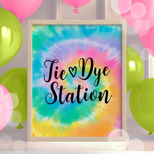 Tie Dye Station Birthday Sign Retro (Creator Uploaded)