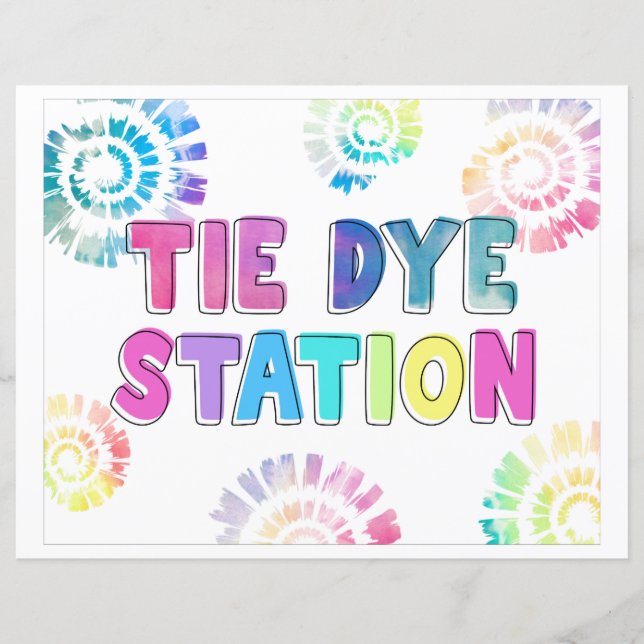 Tie Dye Station Sign | Craft Party Signs (Front)