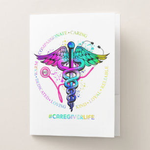 Tie Dye Stethoscope Caregiver Life Nursing Appreci Pocket Folder