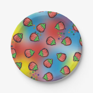 Tie Dye Strawberry Fields Paper Plates