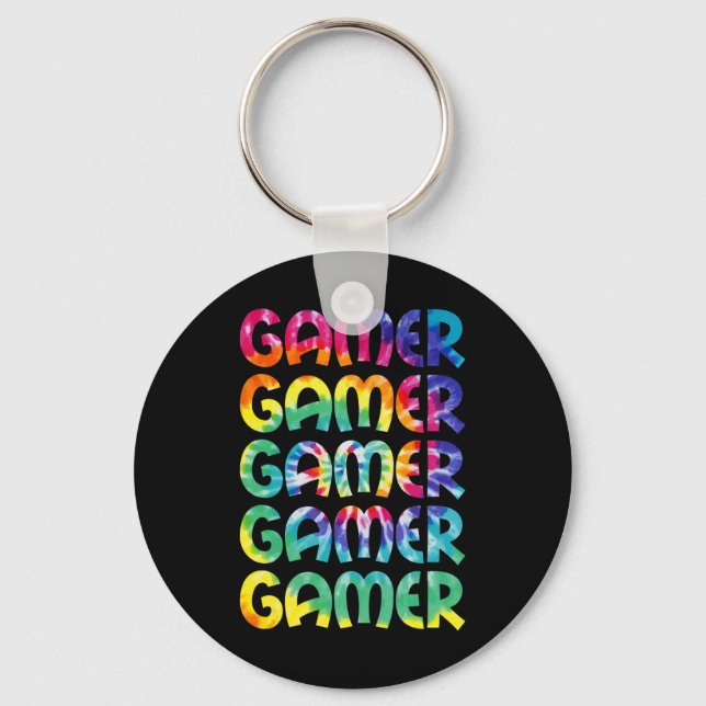 Tie Dye Style Gaming Video Game Men Boys Teens  Keychain (Front)