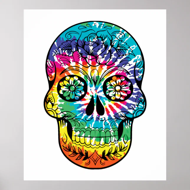 Tie Dye Sugar Skull Dia De Los Muertos Poster | Zazzle