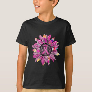 Tie Dye Sunflower Breast Cancer Awareness Support T-Shirt