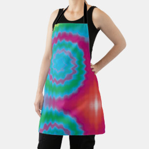 Tie dye swirl funky retro groovy colorful pattern apron