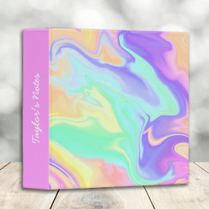 Tie Dye Swirl Marble Retro Groovy 3 Ring Binder