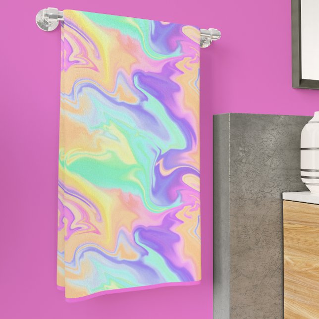 Tie Dye Swirl Marble Retro Groovy Bath Towel Set (Creator Uploaded)