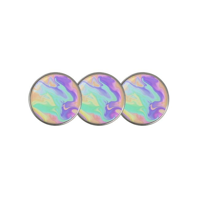 Tie Dye Swirl Marble Retro Groovy Golf Ball Marker (3 Up)