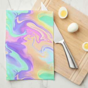 Tie Dye Swirl Marble Retro Groovy Kitchen Towel