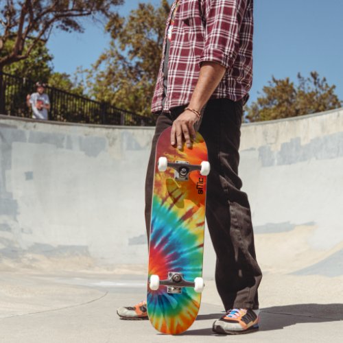 Tie Dye Swirl Monogram Skateboard