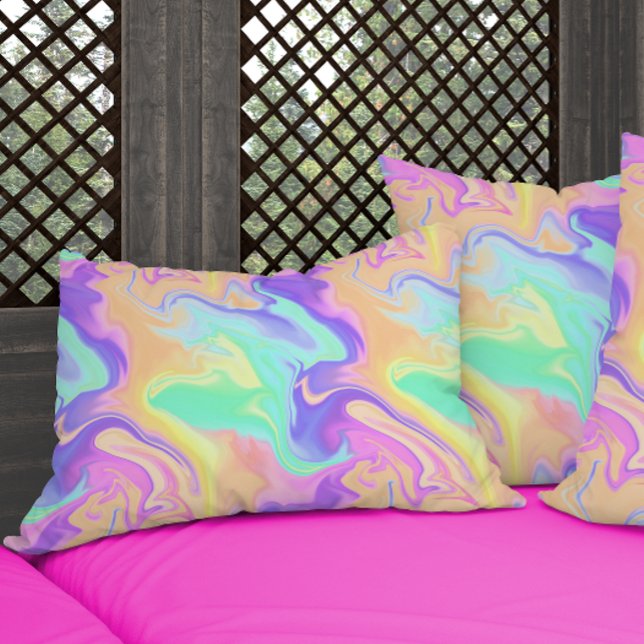 Tie Dye Swirl Pastel Groovy Accent Pillow (Creator Uploaded)