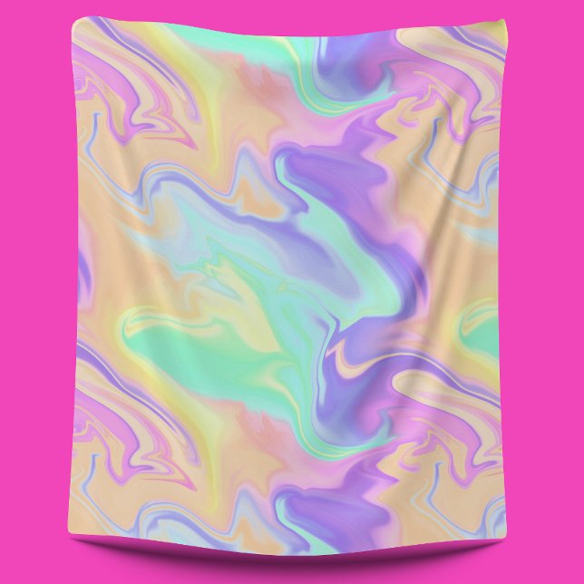 Tie Dye Swirl Pastel Groovy Fleece Blanket (Creator Uploaded)