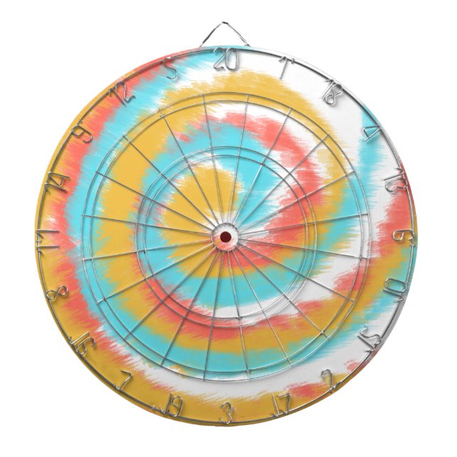 Tie Dye Swirl Rainbow Dart Board (Front)