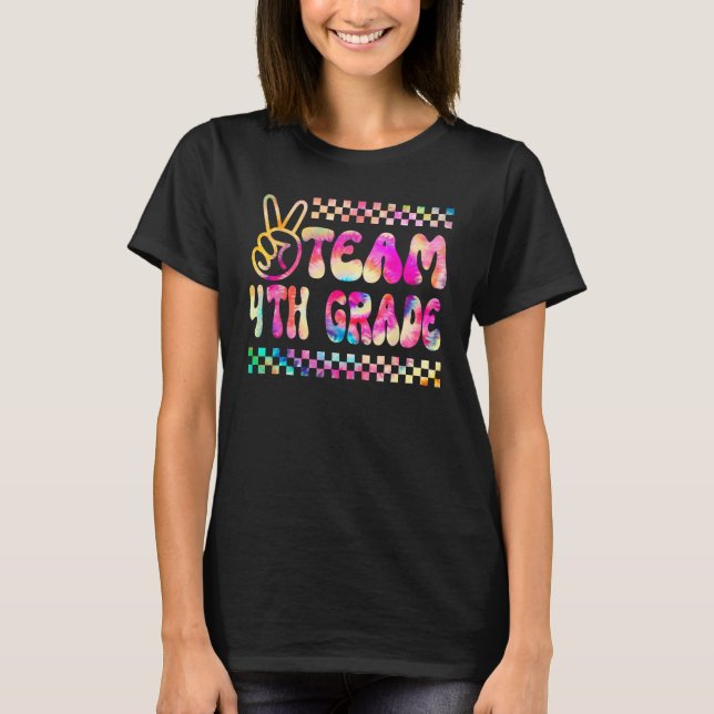 Tie Dye Team 4th Grade Teacher Student Kids Back T T-Shirt (Front)