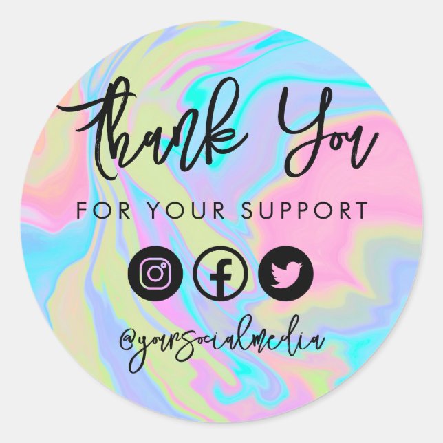Tie Dye Thank You Classic Round Sticker (Front)