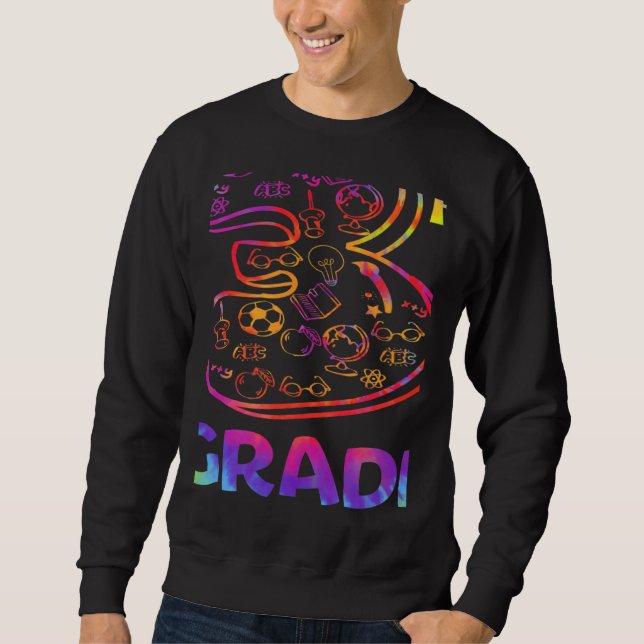 Tie Dye Third Grade Typography Teacher Third Day O Sweatshirt (Front)