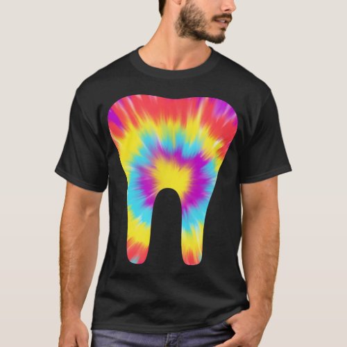 Tie Dye Tooth 60s Dentist Dental Hygiene Assistant T_Shirt