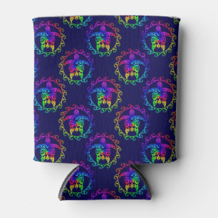 Tie Dye Tribal Turtle Moari Sun Blue Can Cooler