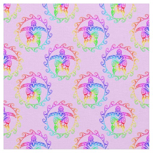 Tie Dye Tribal Turtle Moari Sun Pink Fabric