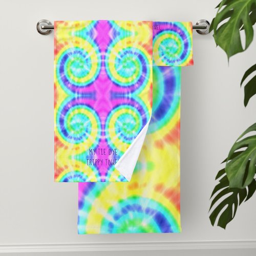 Tie Dye Trippy Hippie Psychedelic Bath Towel Set