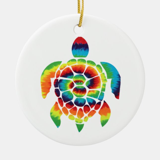 Tie Dye Turtle     Ceramic Ornament (Front)