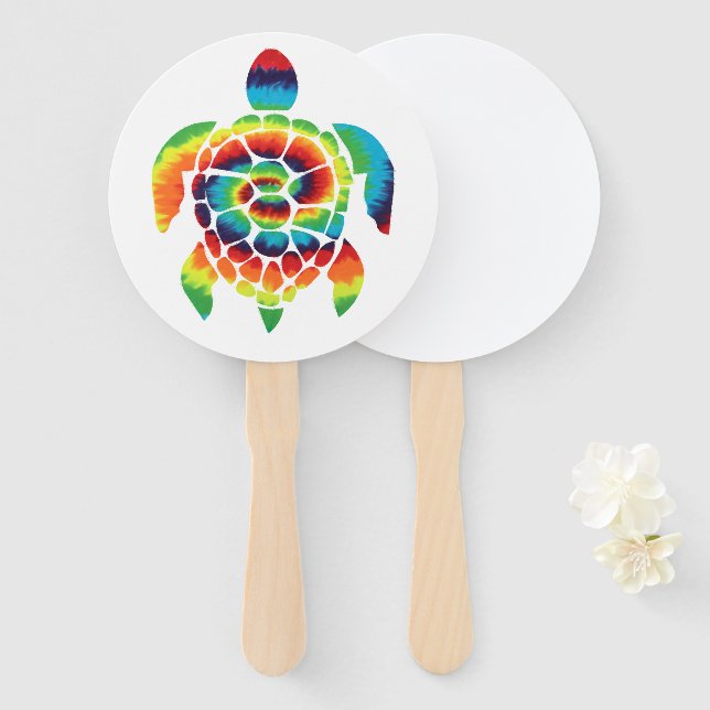 Tie Dye Turtle   Hand Fan (Front and Back)