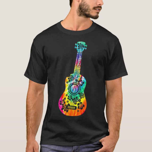 Tie Dye Ukulele Player Hawaiian Musician T-Shirt (Front)