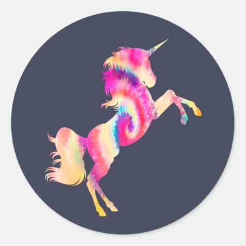 Tie Dye Unicorn Classic Round Sticker