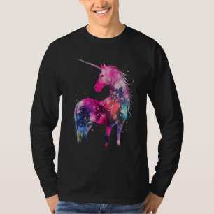 Tie-Dye Unicorn Colorful Pink Horse Silhouette Mag T-Shirt