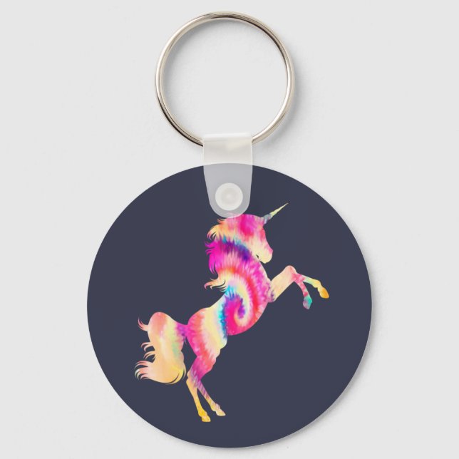 Tie Dye Unicorn Keychain (Front)