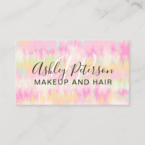 Tie dye unicorn rainbow chic makeup and hair business card