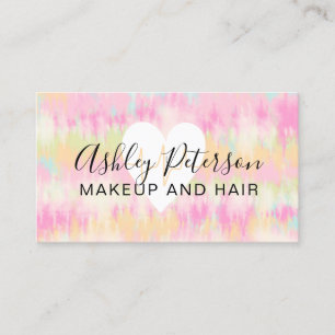Tie dye unicorn rainbow heart makeup and hair business card
