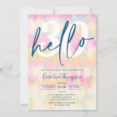 Tie dye unicorn rainbow pastel font photo hello 30 invitation (Front)