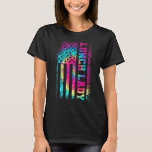 Tie Dye Us Flag Lunch Lady Back To School T-Shirt