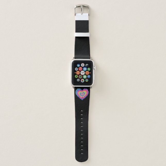 Tie Dye Valentines Colorful Hearts Day  Apple Watch Band (Front)