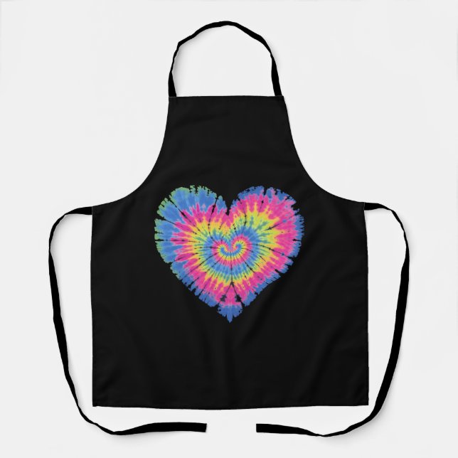 Tie Dye Valentines Colorful Hearts Day  Apron (Front)
