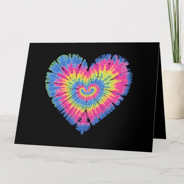 Tie Dye Valentines Colorful Hearts Day  Card (Front)